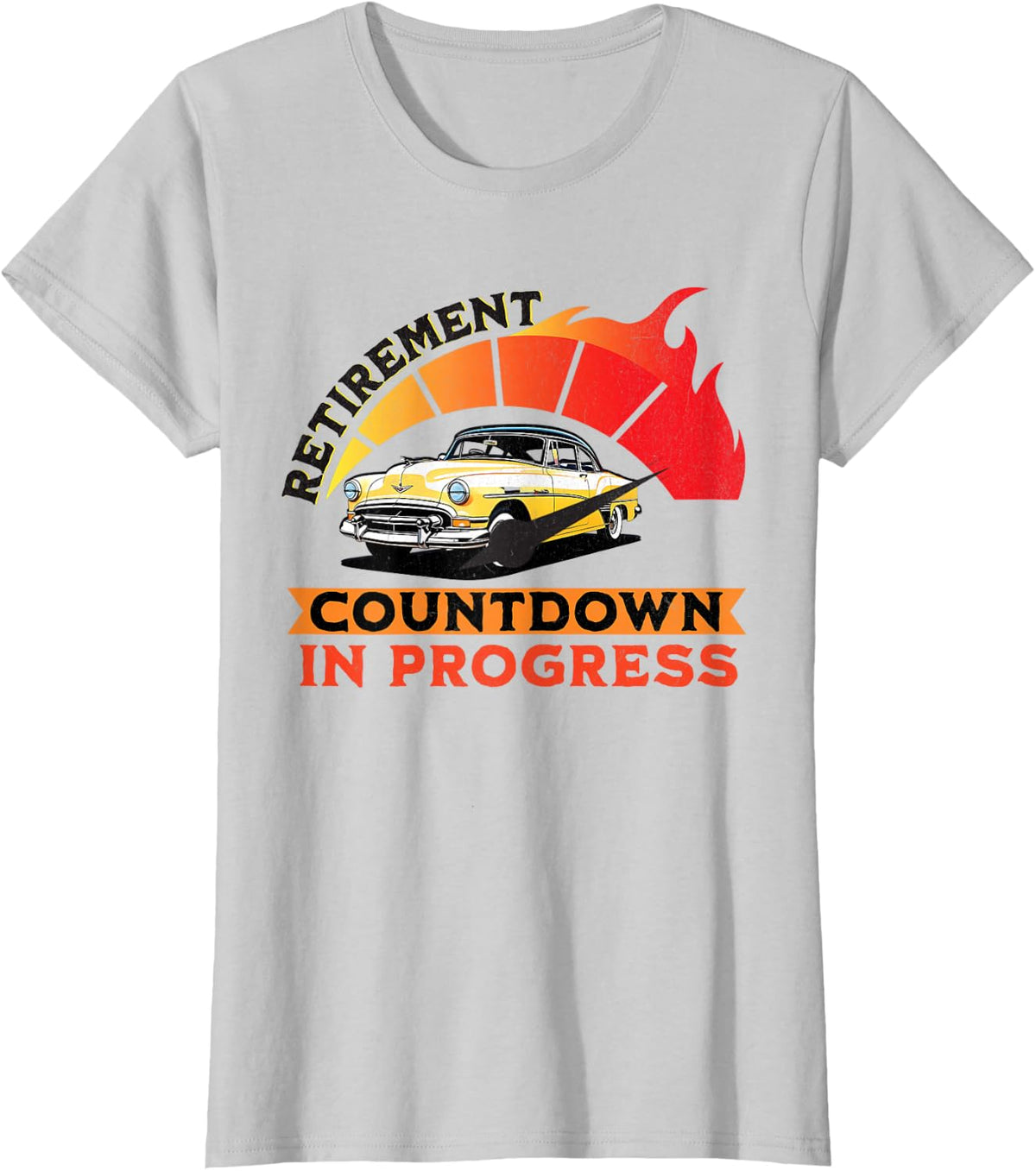 Retirement Countdown in Progress Cars Almost Retired Funny T-Shirt - Silver Grey