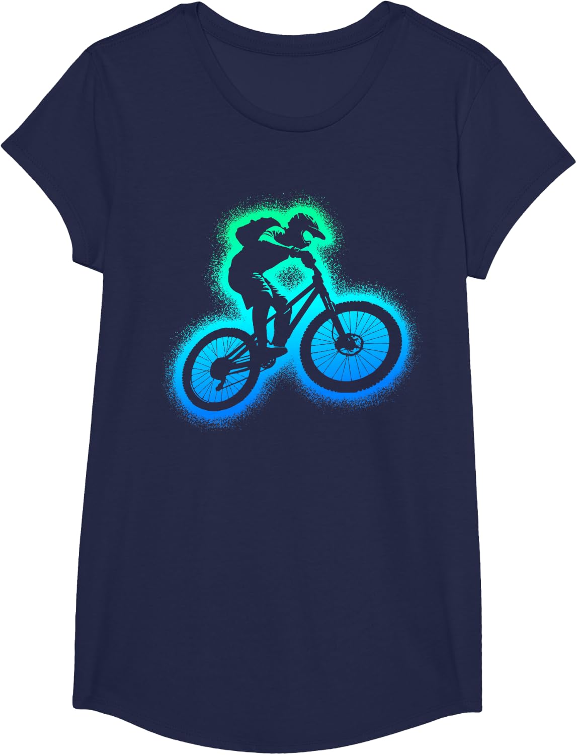 Mountain Bike MTB Biker Kids Boys Downhill Biking T-Shirt - Girls Navy Blue