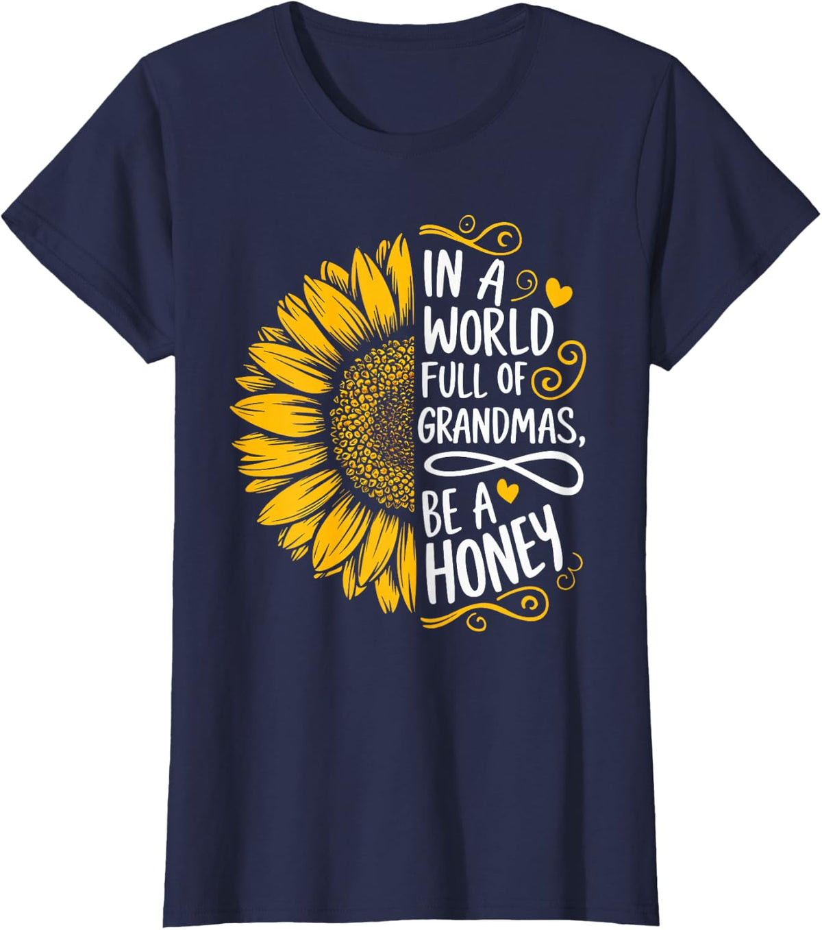In A World Full Of Grandmas Be A Honey Shirt Women Grandma T-Shirt - Navy Blue