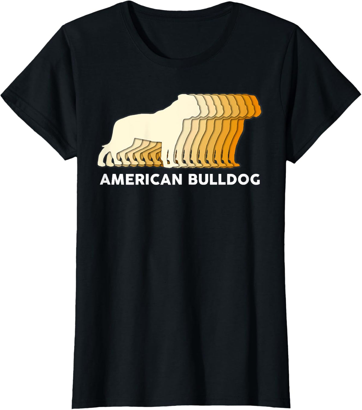 Retro Pup American Bulldog T-Shirt - Black