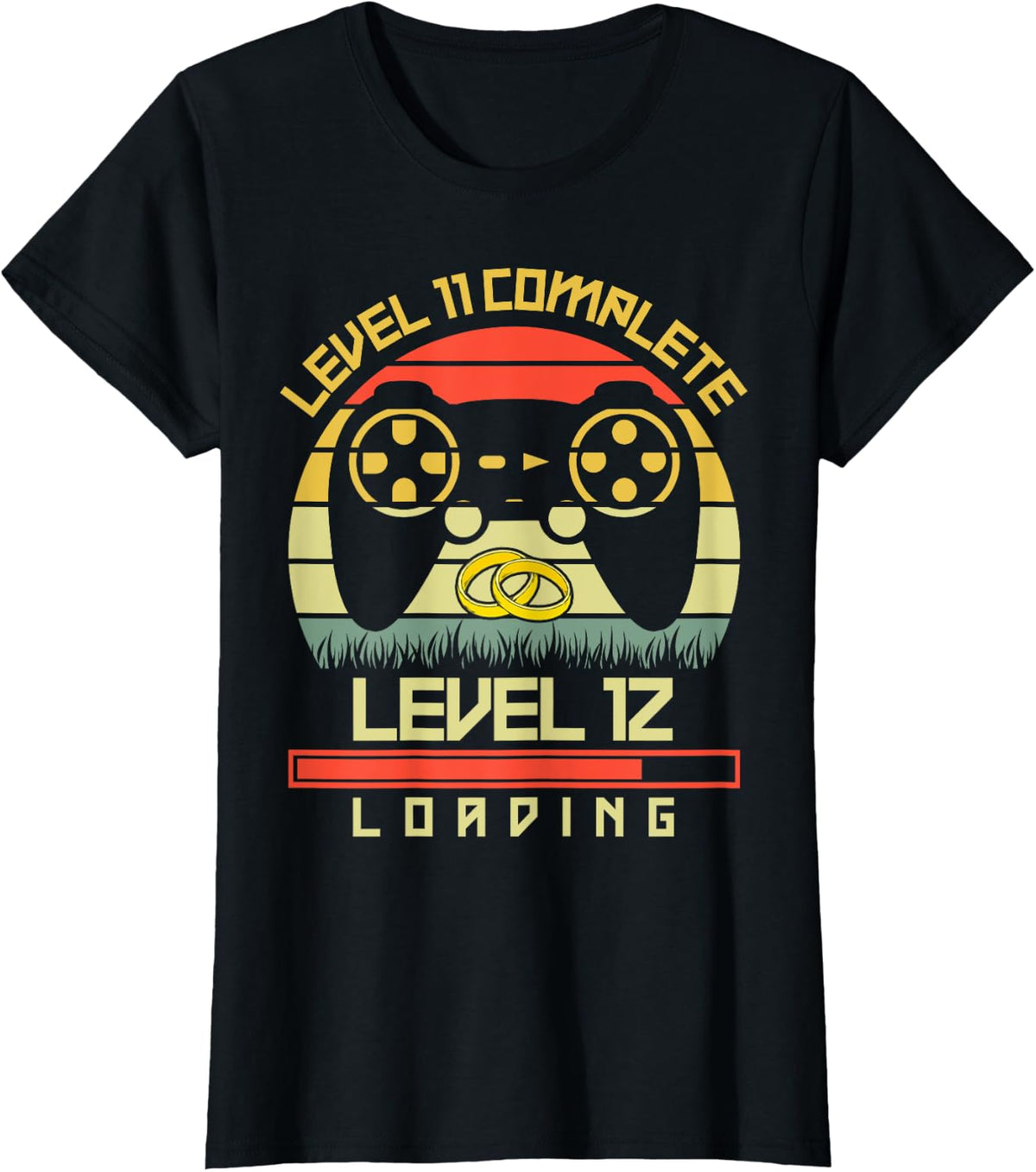 Level 11 Complete 12 Loading 11th Wedding Anniversary T-Shirt - Black