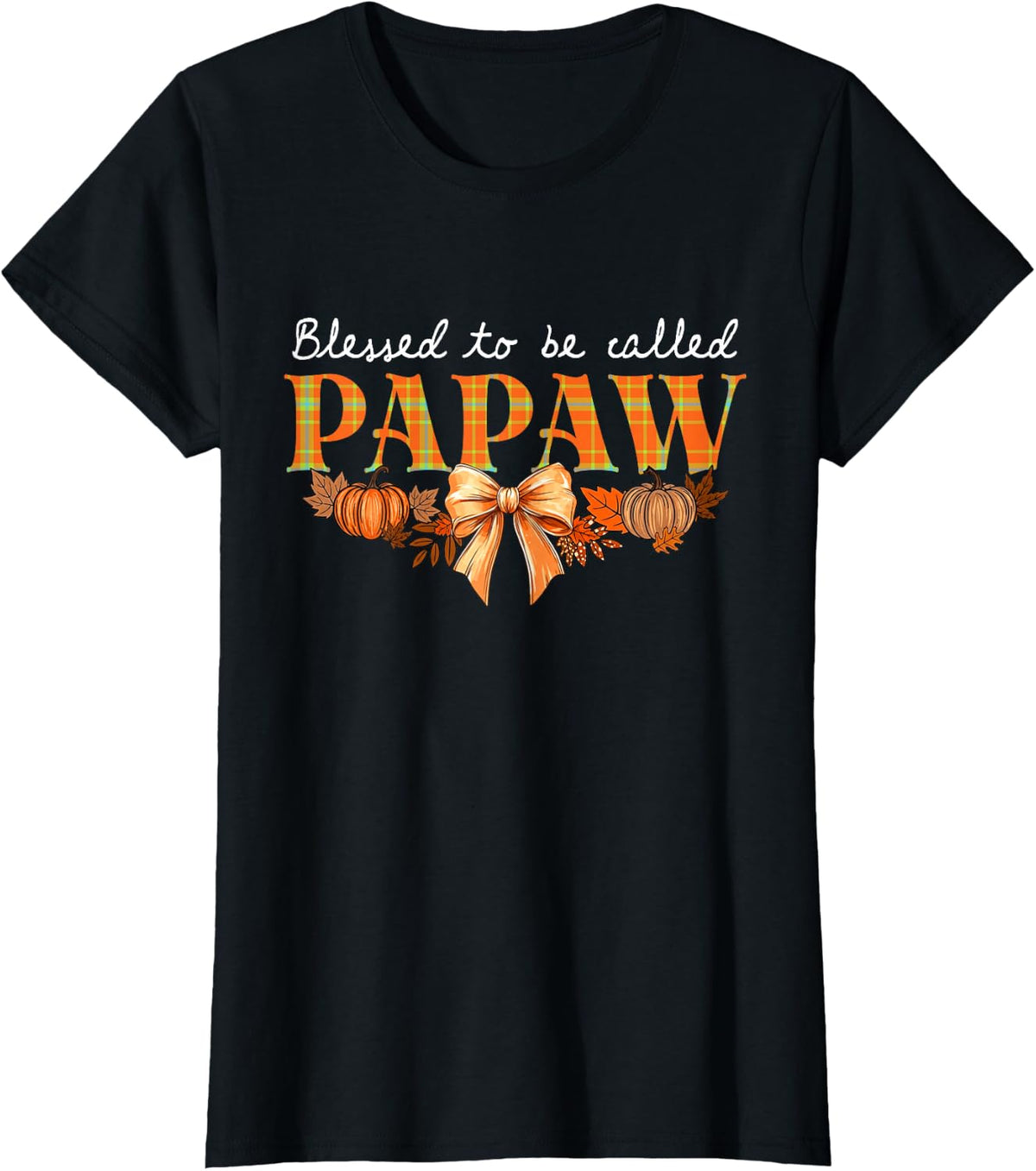 Blessed to Be Called Papaw Coquette Bow Thanksgiving T-Shirt - Black