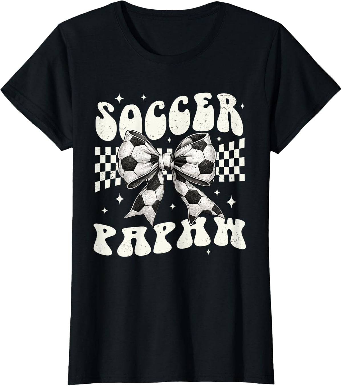 Soccer Papaw Coquette Bow Family Matching T-Shirt - Black