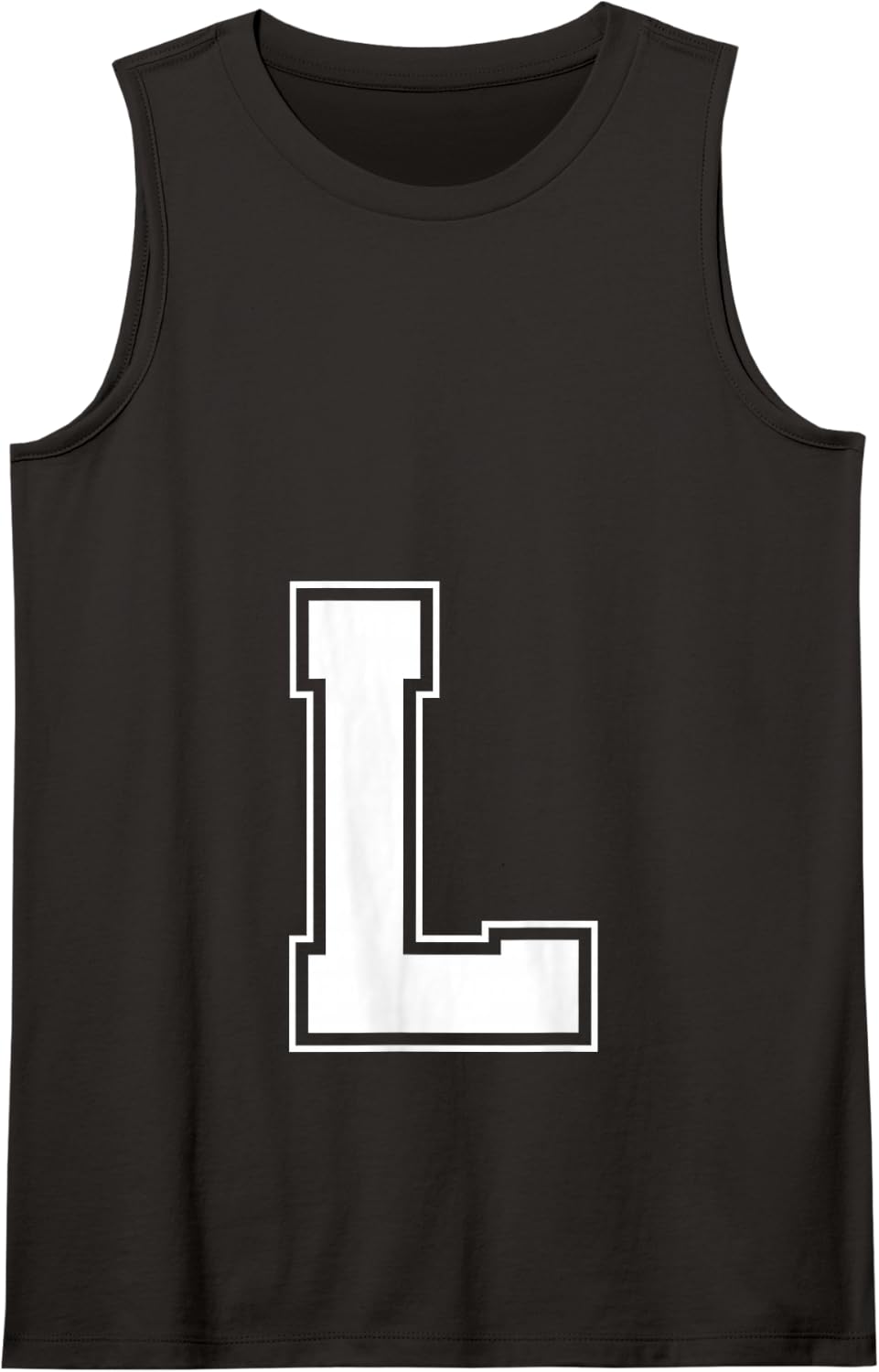 Letter L Big Bold Capital Varsity Alphabet Monogram Tank Top - Black