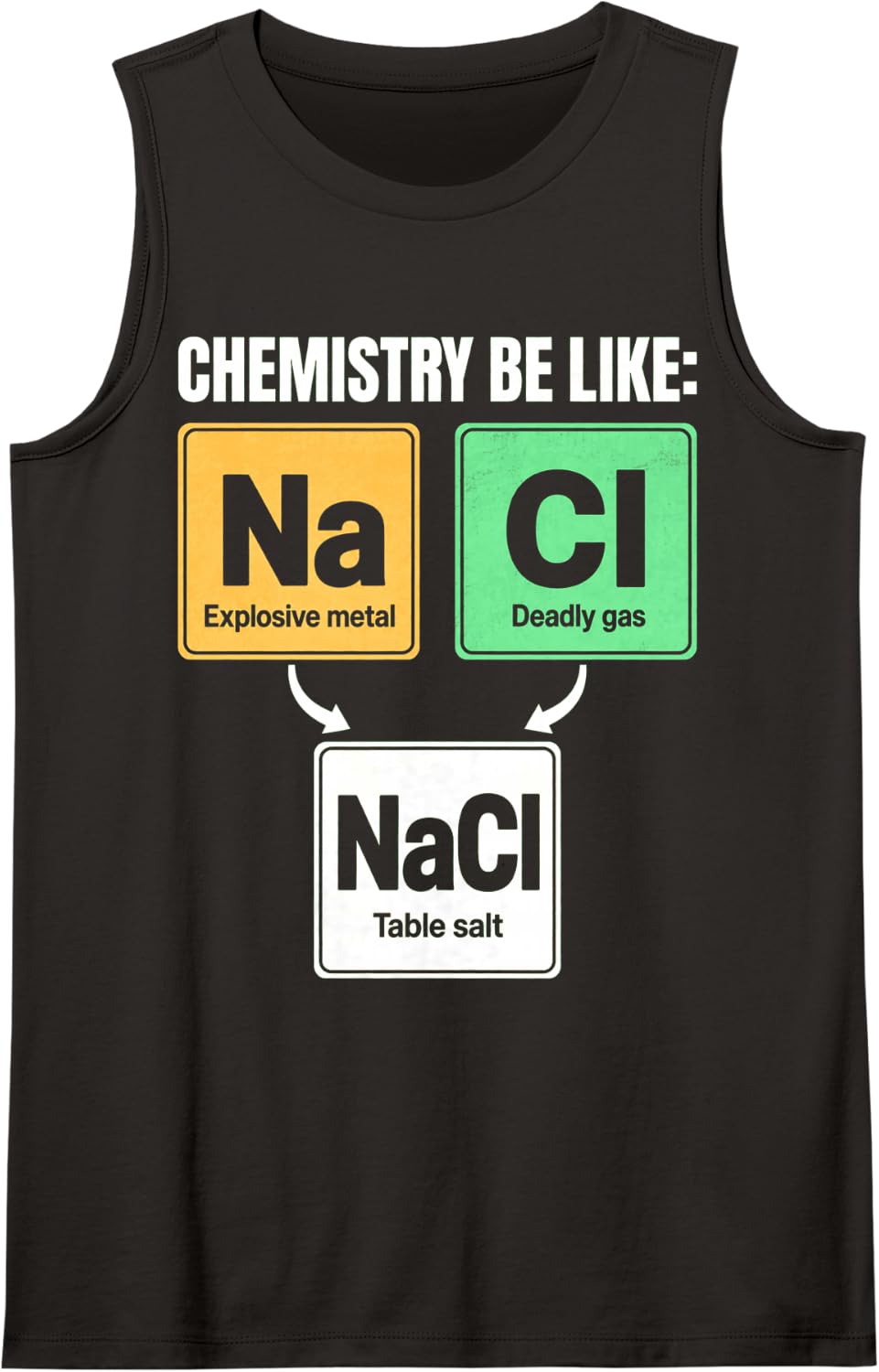 Chemistry Be Like Sodium Chloride Table Salt Science Joke Sleeveless Tank Top - Black