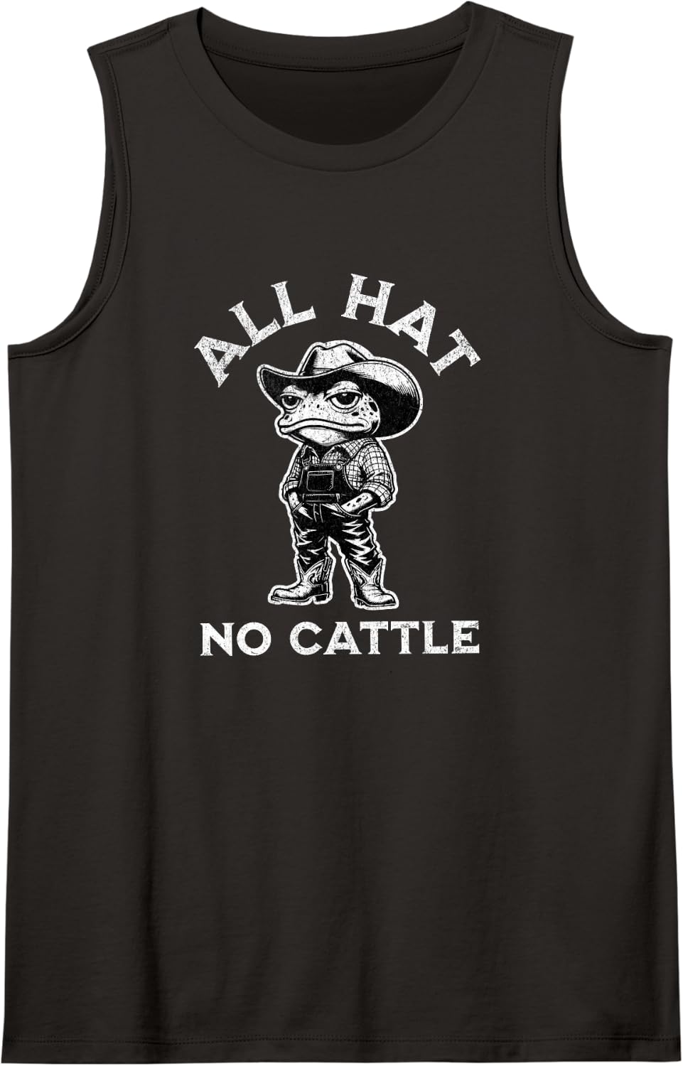Funny Country Cowboy Frog Weird Animal Pun Chill Pill Sleeveless Tank Top - Black