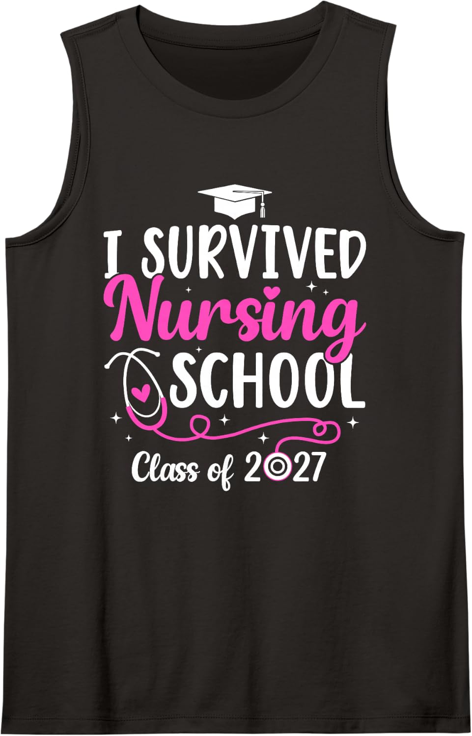 Survived Nursing School Nurse Graduation Nursing Grad 2027 Sleeveless Tank Top - Black