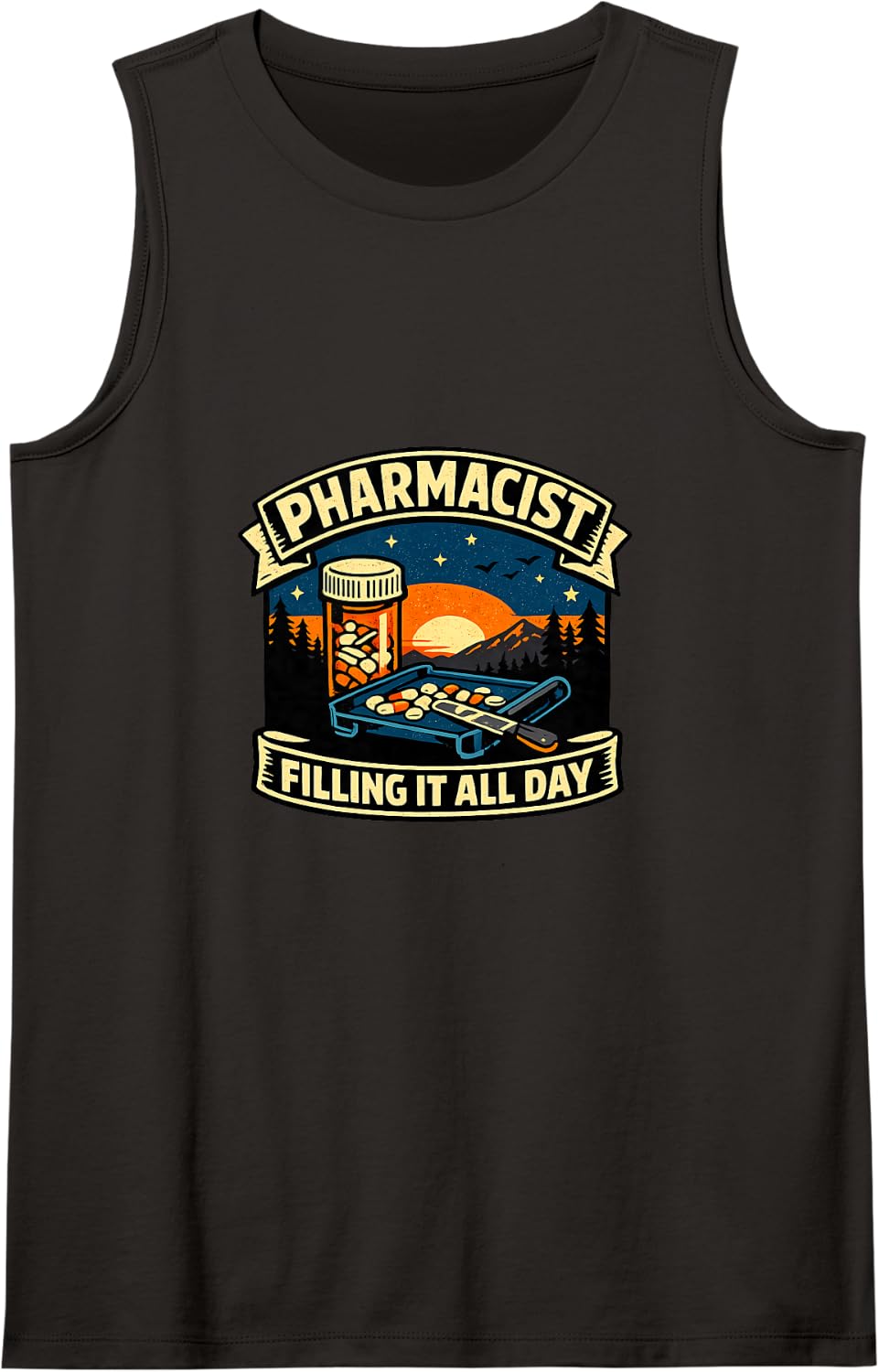 Pharmacist Filling It All Day Sleeveless Tank Top - Black