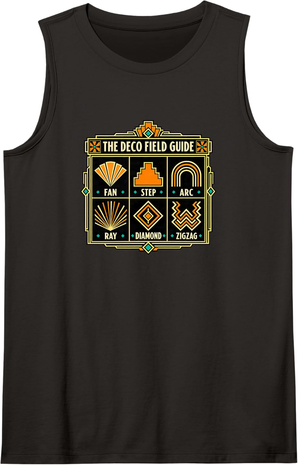 The Deco Guide Art Deco Motifs Sleeveless Tank Top - Black