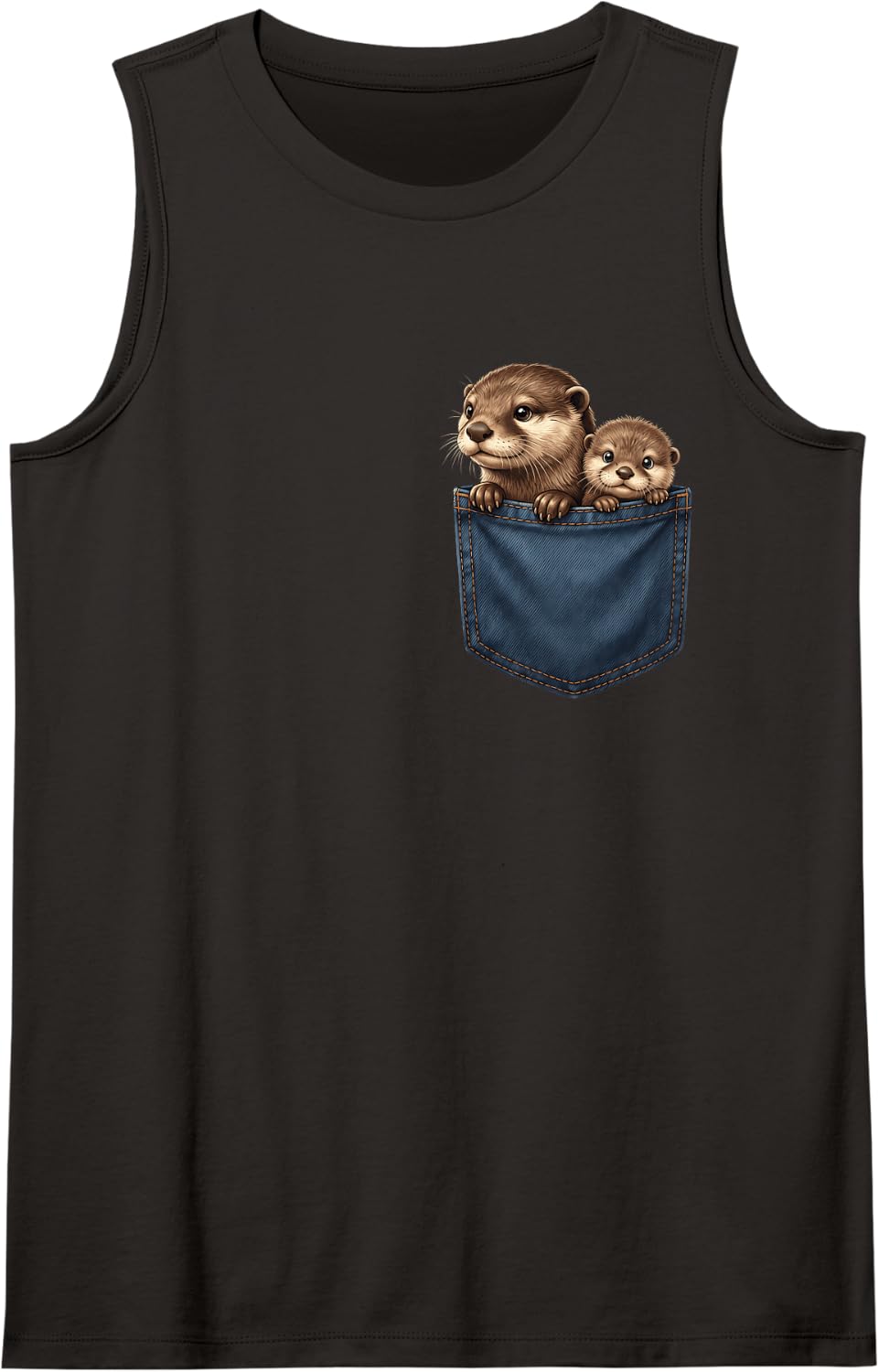 Otter Pocket Sleeveless Tank Top - Black