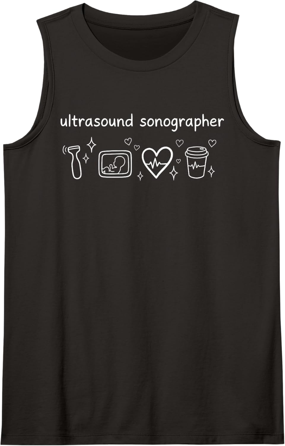Ultrasound Sonographer Tech Diagnostic Medical Technology Sleeveless Tank Top - Black