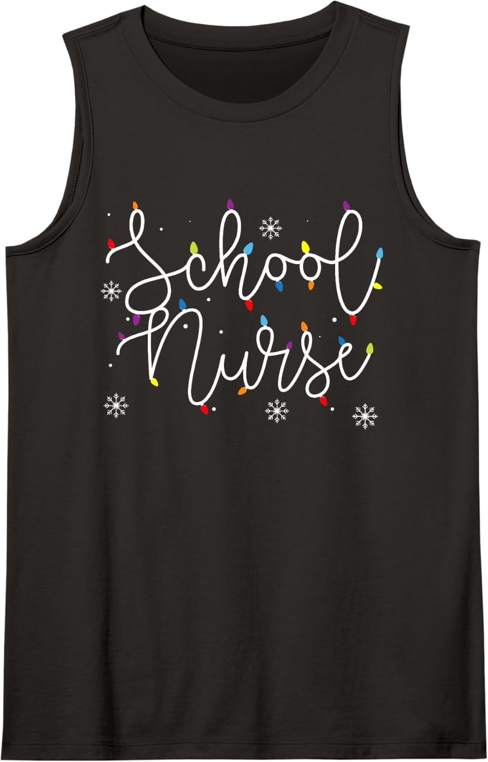 Cute Christmas School Nurse Squad X-mas Light Festive Sleeveless Tank Top - Black