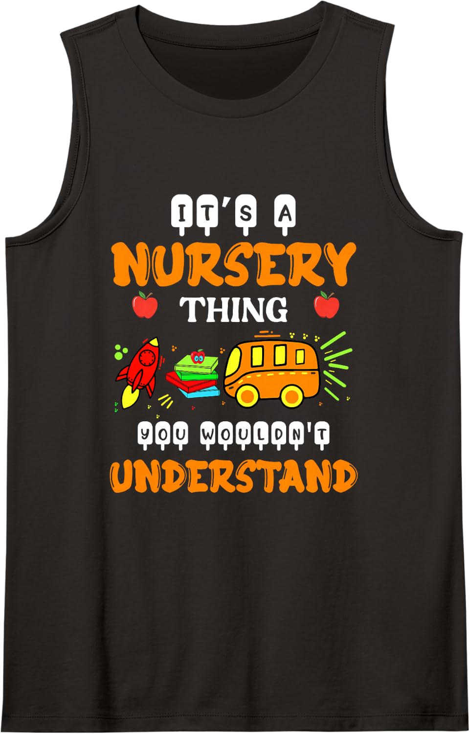 It's A Nursery Thing School Bus Kindergarten Kids Sleeveless Tank Top - Black