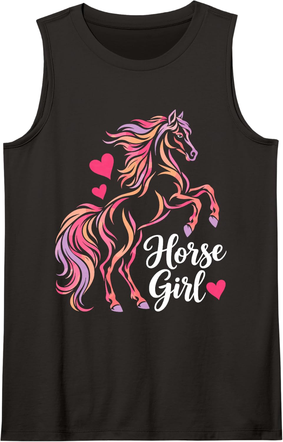 Horse Girl Riding for Women Horseback Equestrian Rider Sleeveless Tank Top - Black