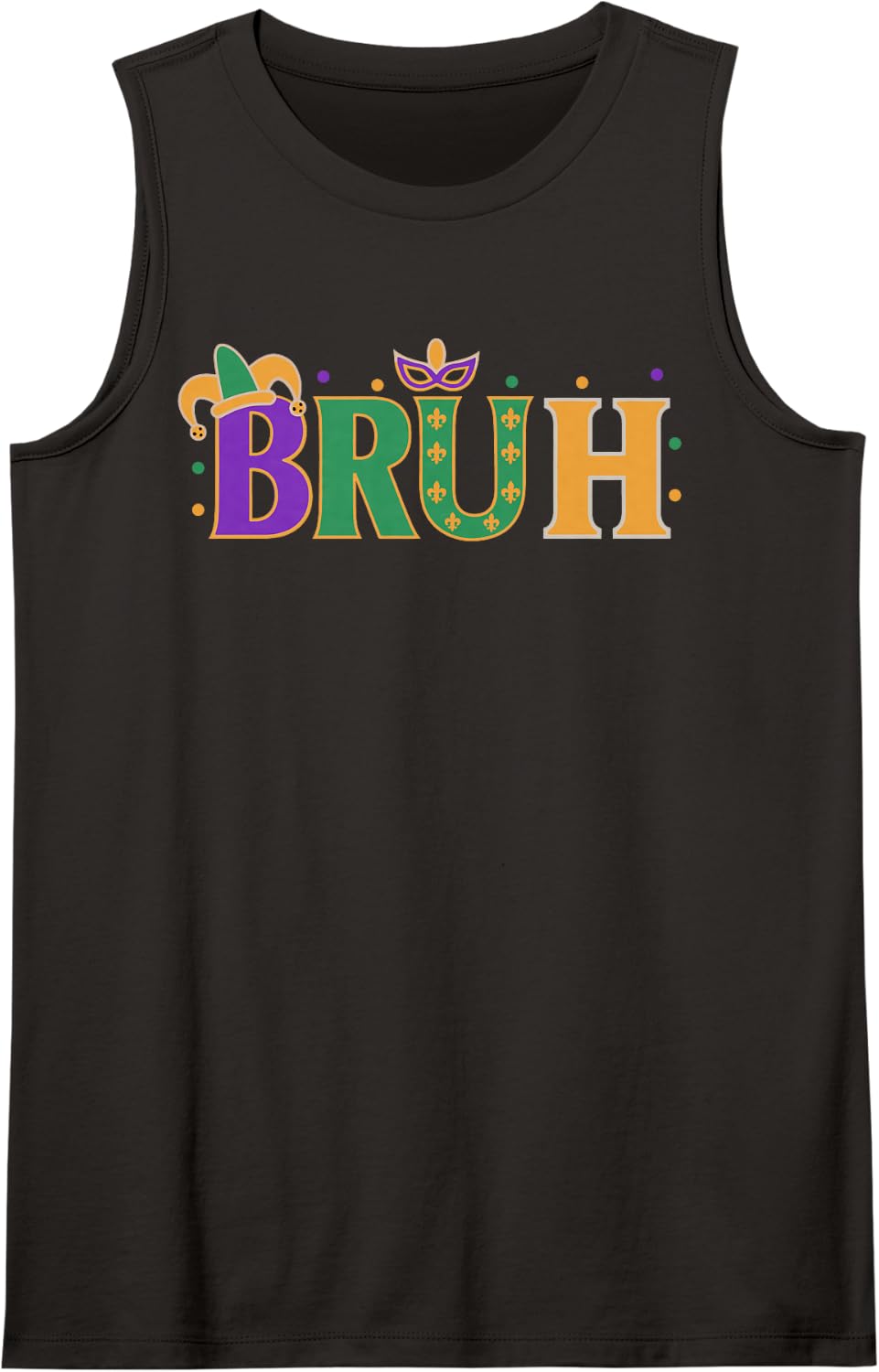 Mardi Gras Bruh Shirt Boys Mardi Gras Kids Teens Men Sleeveless Tank Top - Black
