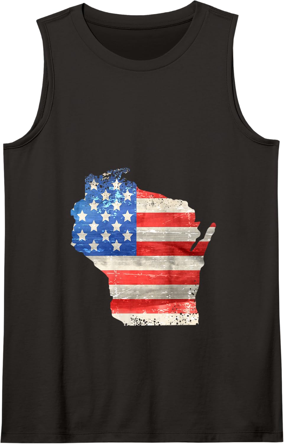 Patriotic State of Wisconsin USA Flag for Men Women Adult Tank Top - Black