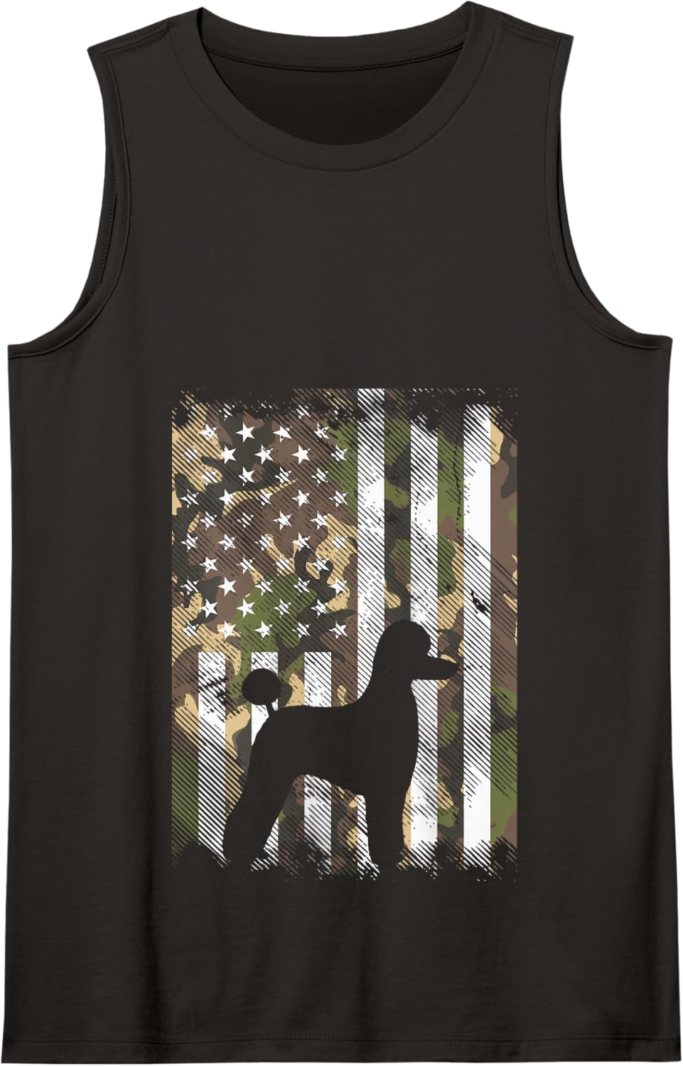 Camo America Flag Poodle Vintage Patriotic Dog Lover Gift Tank Top - Black