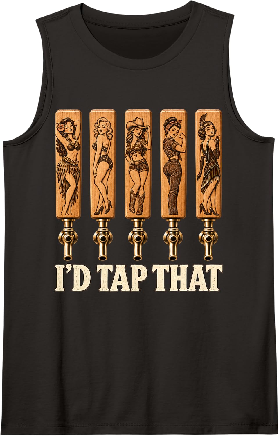 I'd Tap that Sarcastic Inappropriate Raunchy Draft Beer Pub Sleeveless Tank Top - Black
