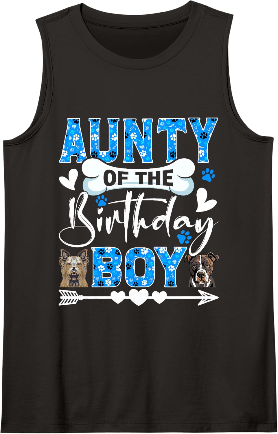 Aunty of The Birthday Boy Dog Paw Bday Party Matching Sleeveless Tank Top - Black