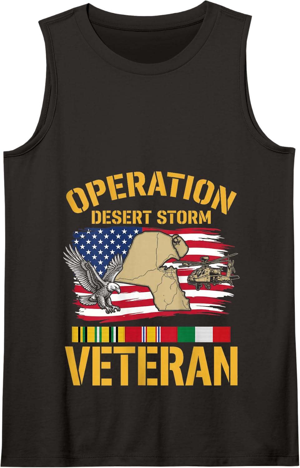 Veteran Operation Desert Storm Ribbon Vintage Iraq Tank Top - Black