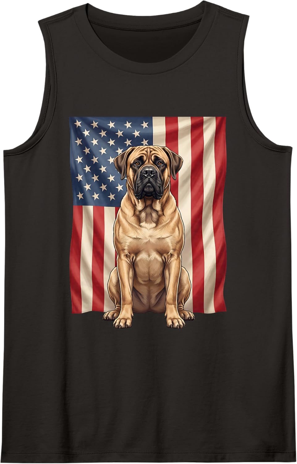 Bull Mastiff American Flag Patriotic 4th of July USA Lover Sleeveless Tank Top - Black