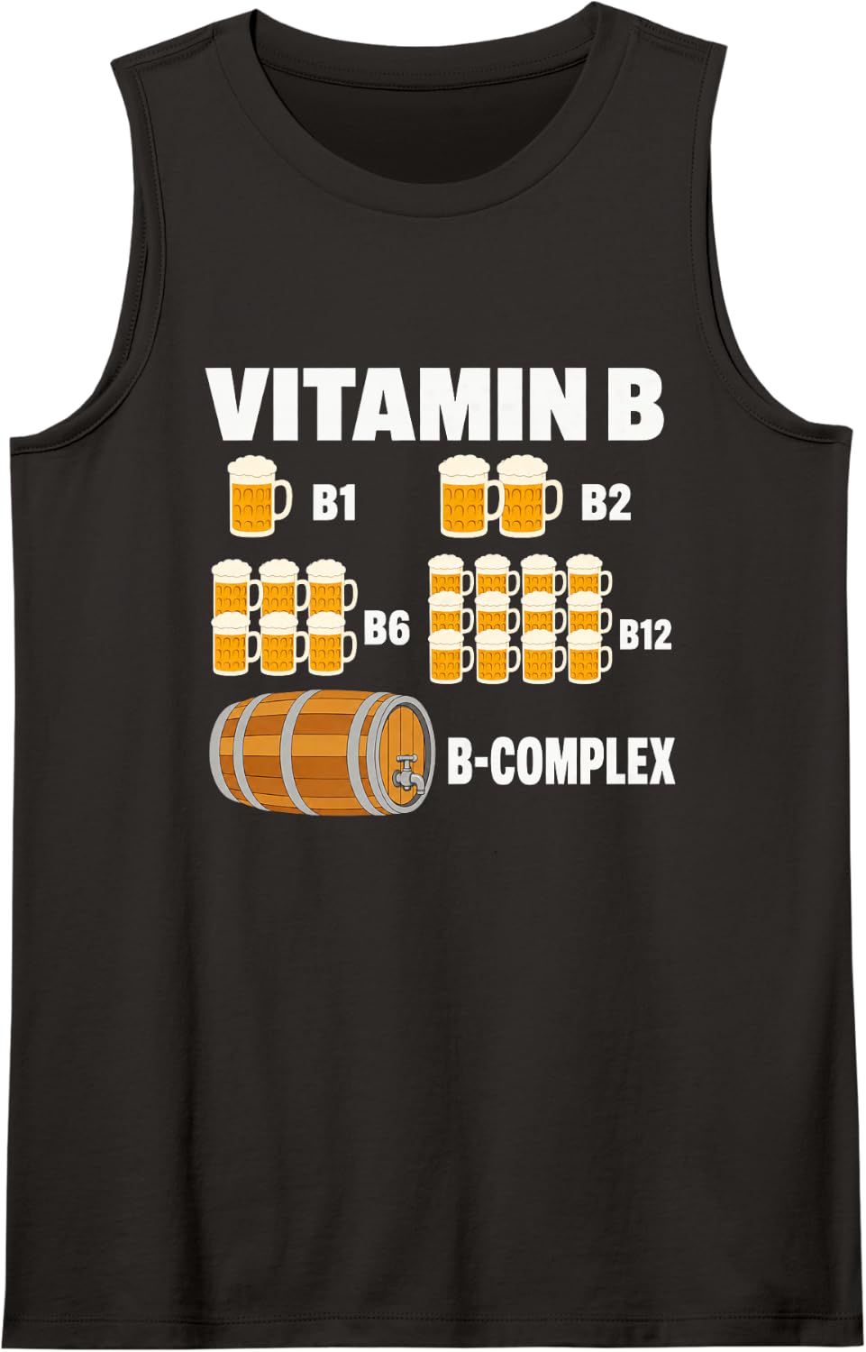 Vitamin B Beer B1 B2 B6 B12 B Complex Drinking Humor Joke Sleeveless Tank Top - Black