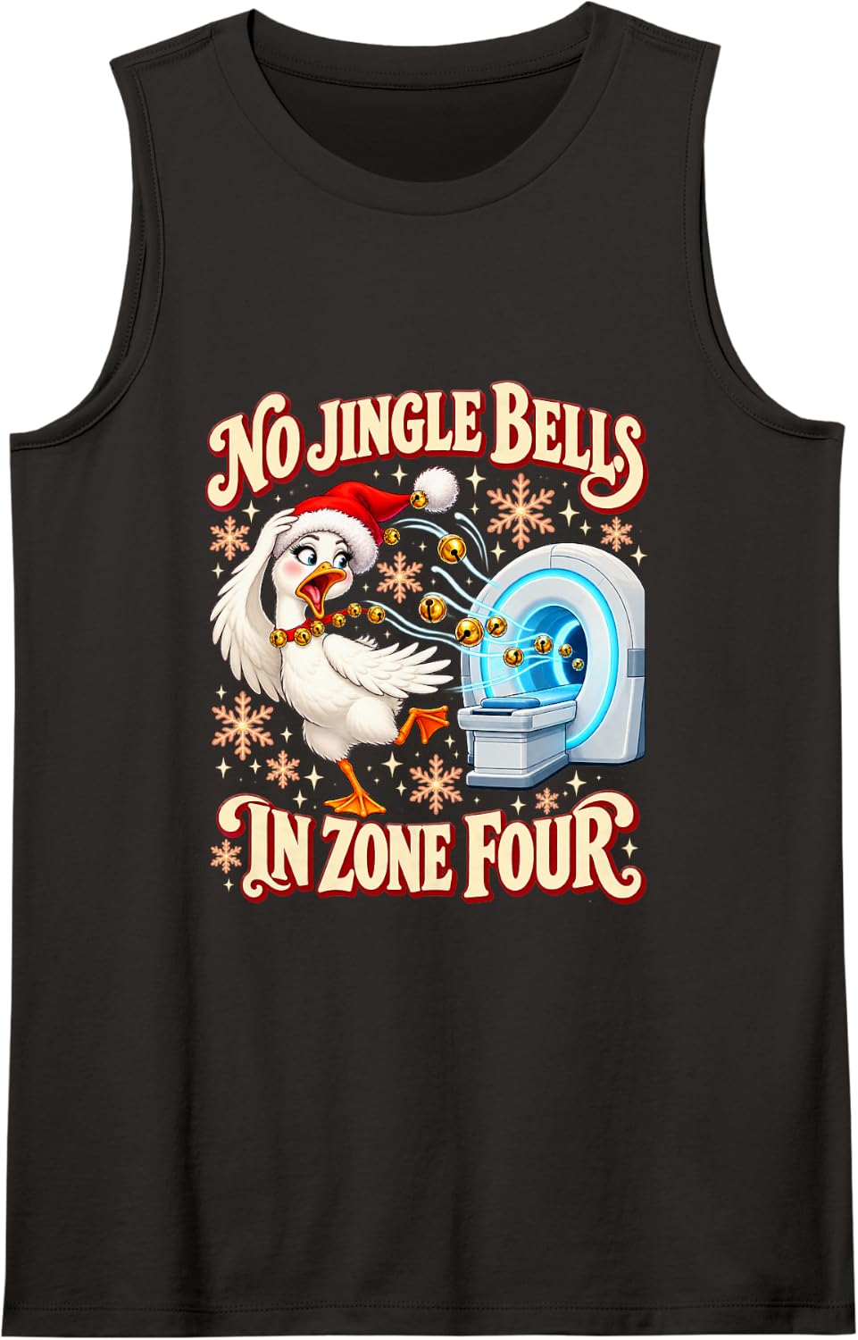 No Jingle Bells in Zone Four Funny MRI Tech Christmas Sleeveless Tank Top - Black