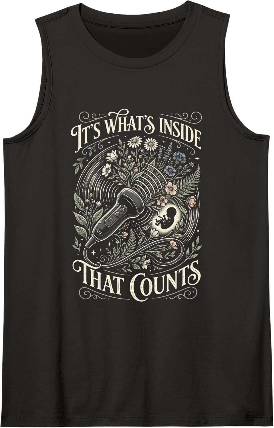 Its Whats Inside that Counts Sonographer Sleeveless Tank Top - Black
