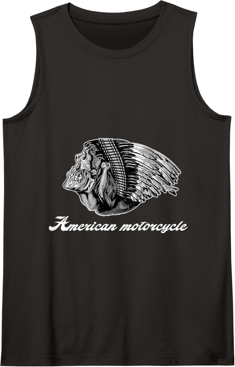 American Motorcycle Skull Native Indian Eagle Chief Vintage Tank Top - Black