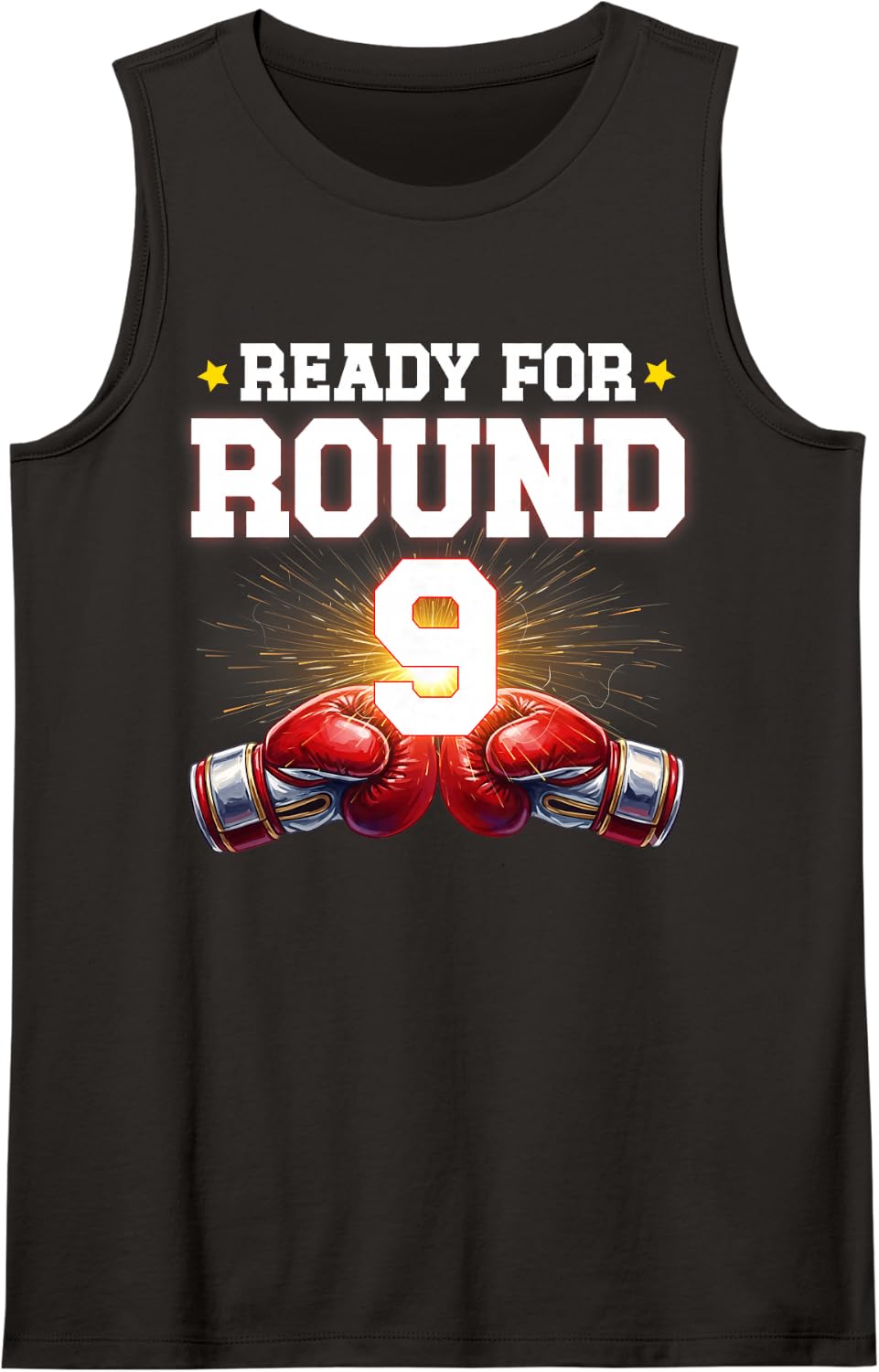 9th Boxing Birthday Party Nine Year Old Boxer Birthday Tank Top - Black