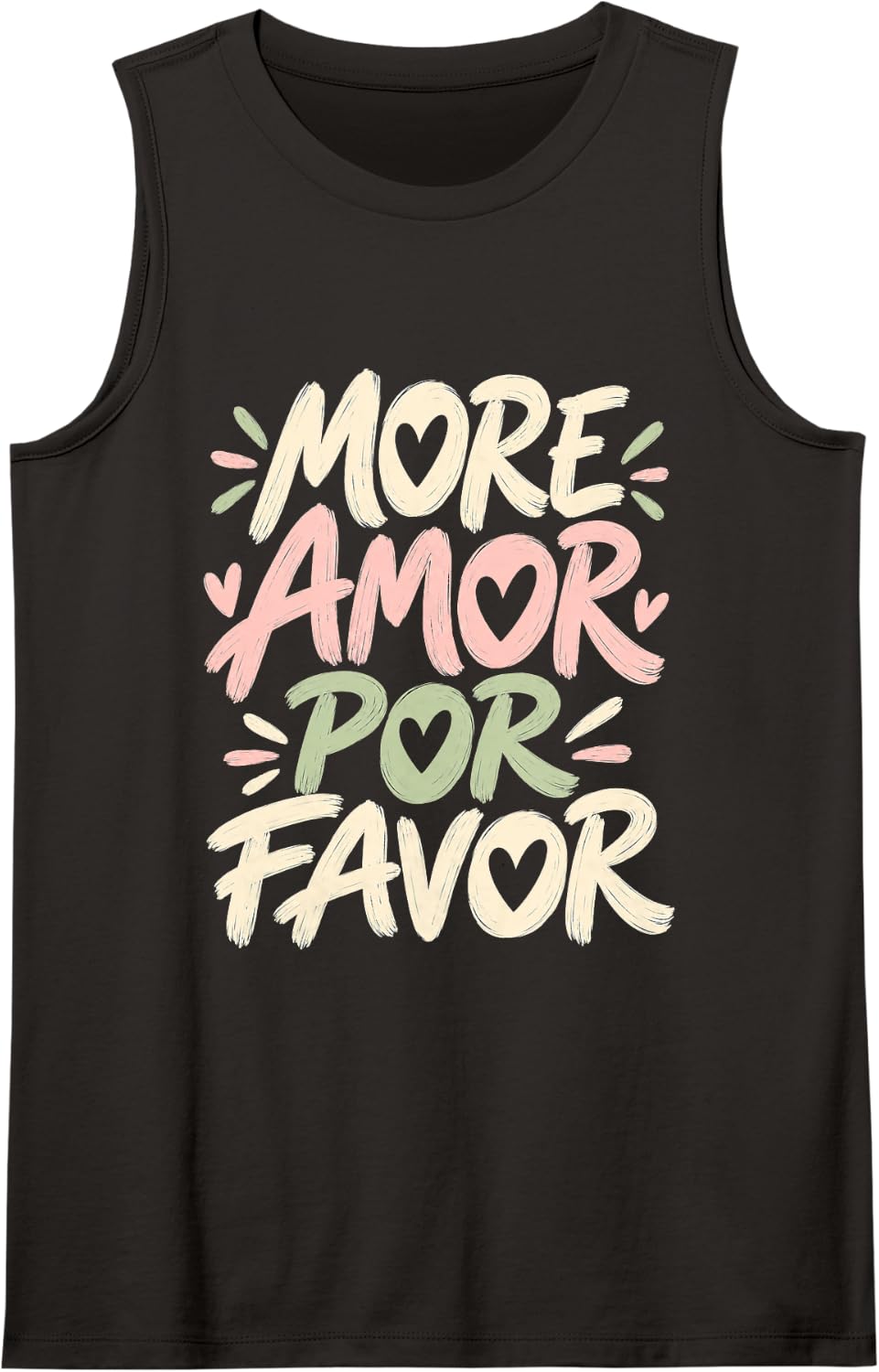 More Amor Por Favor Spanish Love Quote Sleeveless Tank Top - Black