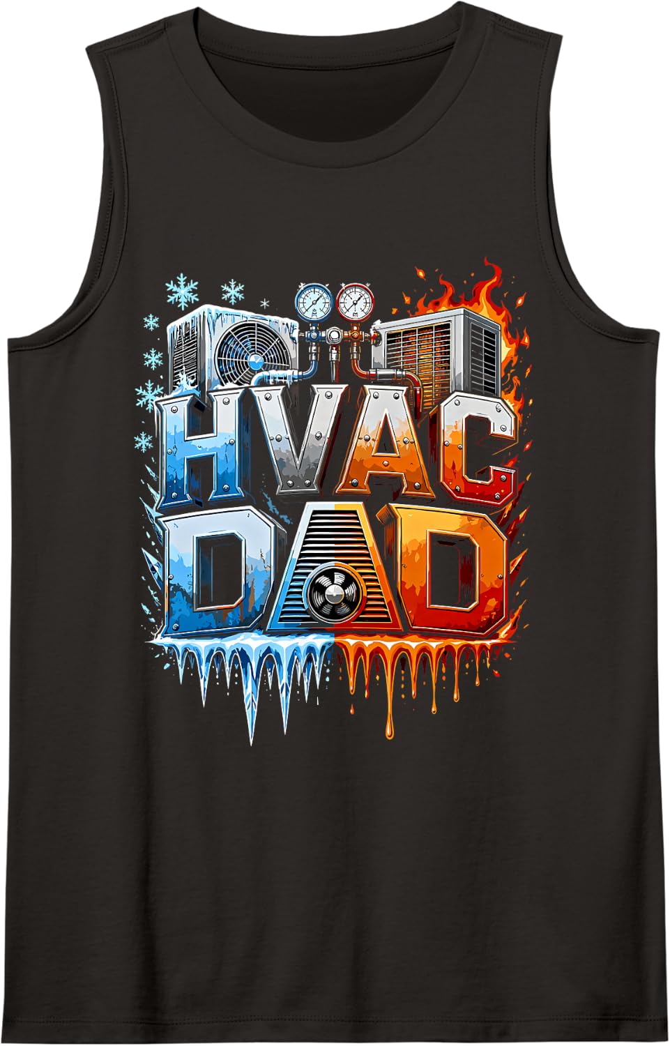 HVAC Dad HVAC Technician Men HVAC Tech Sleeveless Tank Top - Black