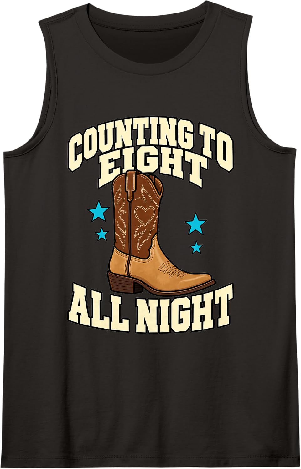 Line Dancing Counting to Eight All Night Western Boot Funny Sleeveless Tank Top - Black