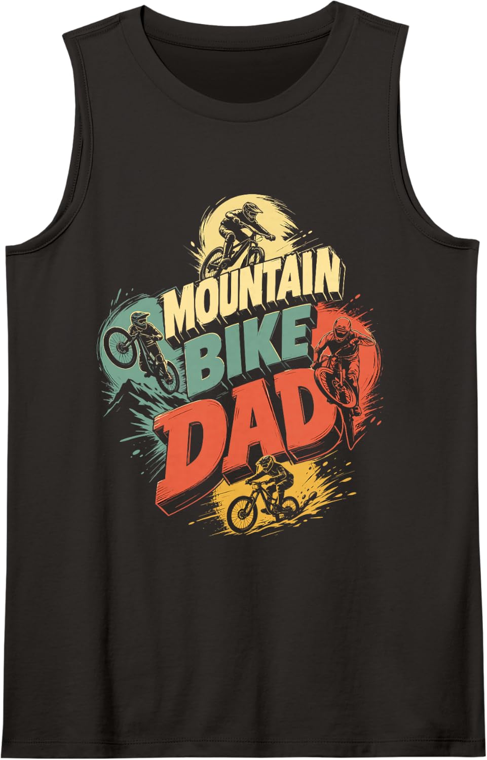 Daddy Mountain Biking DAD MTB Funny Mountain Biking Sleeveless Tank Top - Black