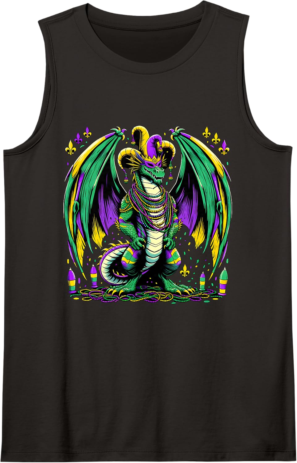 Mardi Gras Dragon Fools Sleeveless Tank Top - Black