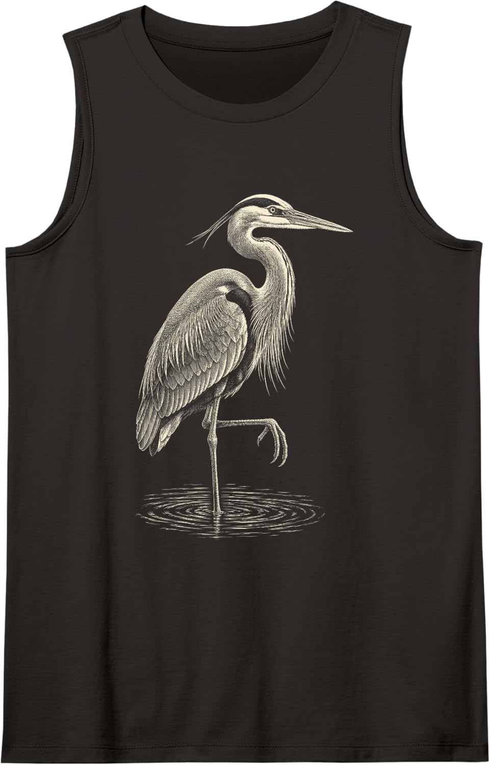 Bird Watching Heron Birding Sleeveless Tank Top - Black