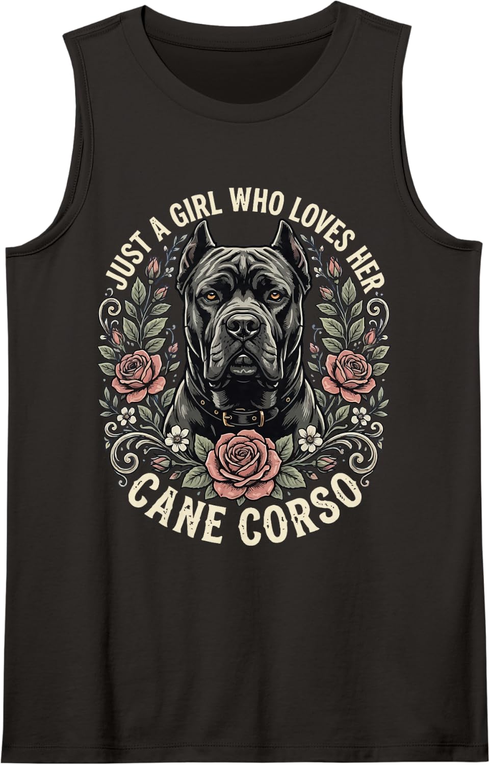 Just A Girl Who Loves Her Cane Corso Sleeveless Tank Top - Black
