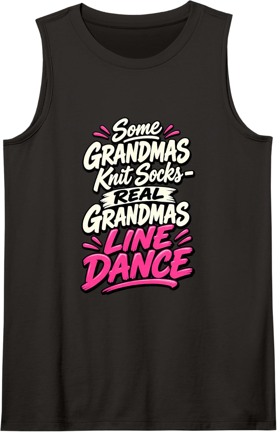 Line Dance Grandma Western Country Humor Sleeveless Tank Top - Black