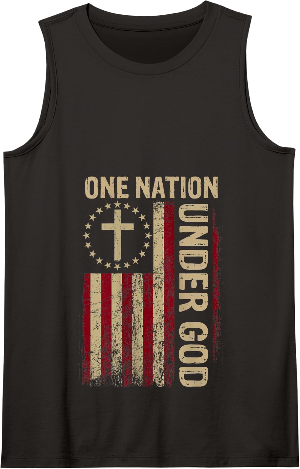 One Nation Under God Flag 4th Of July Patriotic Christian Tank Top - Black