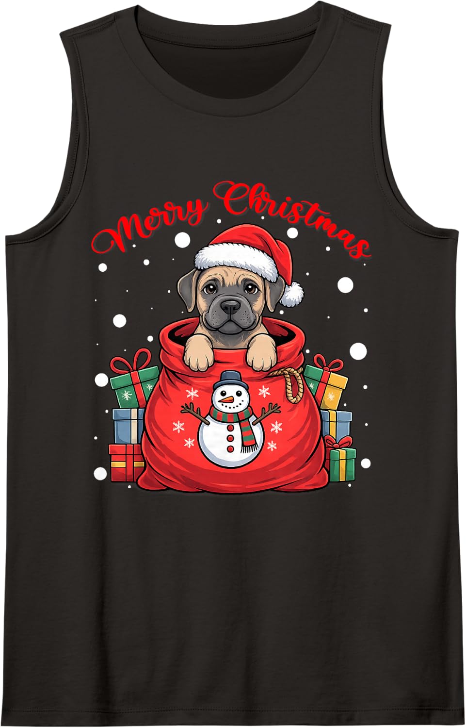 Merry Christmas Cute Cane Corso Dog Ugly Xmas Sweaters Tank Top - Black