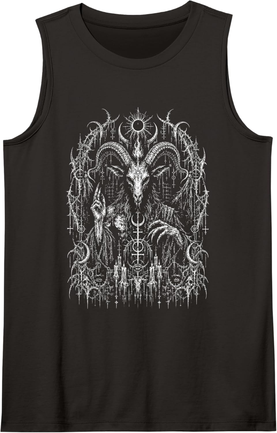 Cybersigilism Alt Emo Grunge Gothic Demon Baphomet Horror Sleeveless Tank Top - Black