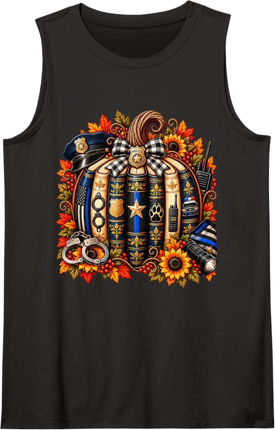 Retro Men Sleeveless Tank Top - Black