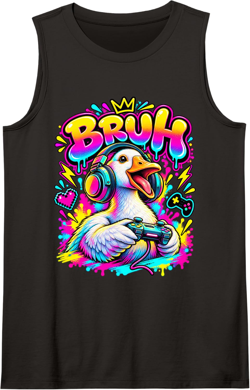 Bruh Goose Funny Video Games Boys Animal Lover Sleeveless Tank Top - Black