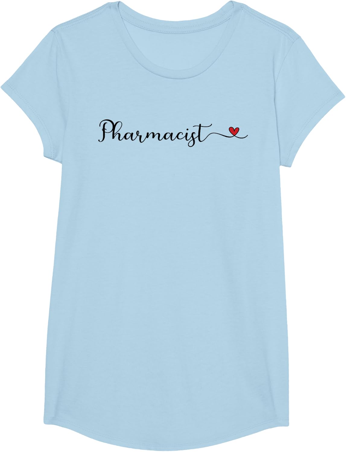 Pharmacist Handwritten Typography Design with a Heart T-Shirt - Girls Baby Blue