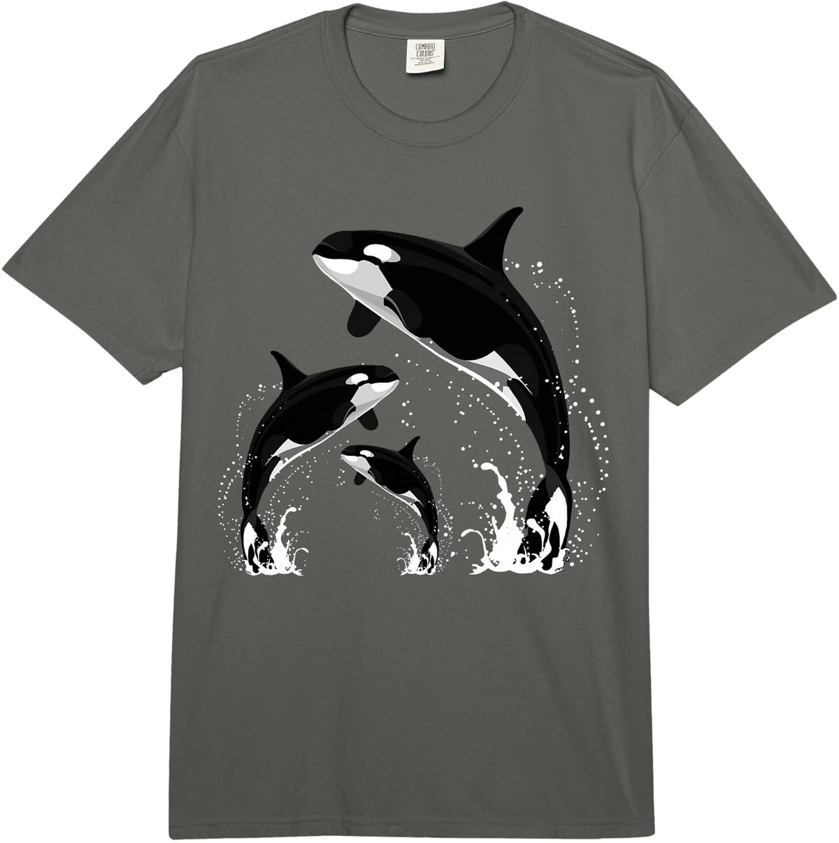 Killer Whale Gifts. Jumping Orca Killer Whales Killer Comfort Colors Adult Heavyweight T-shirt - Adult Unisex Dark Grey