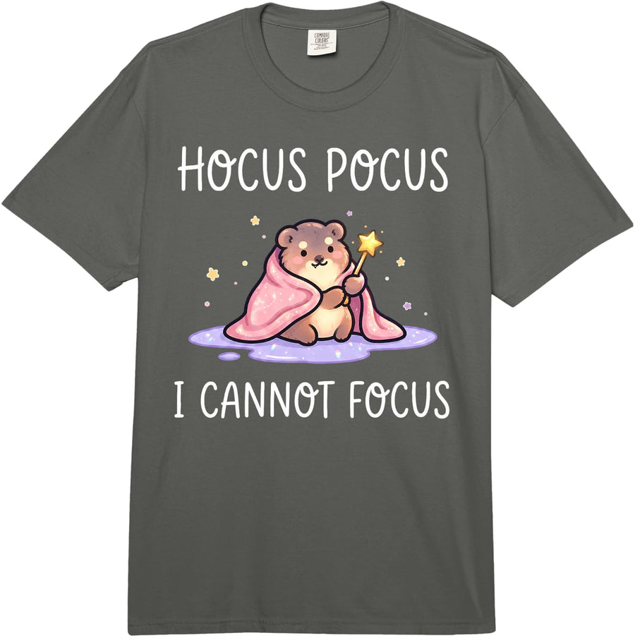 Hocus Pocus I Cannot Focus Funny ADHD Awawa Comfort Colors Adult Heavyweight T-Shirt - Adult Unisex Dark Grey