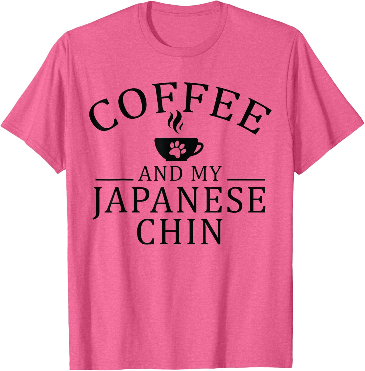 Japanese Chin Dog And Coffee T-Shirt - Pink Heather