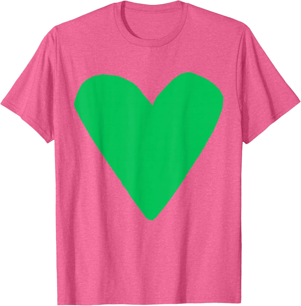 Green Heart Pink T-Shirt - Pink Heather