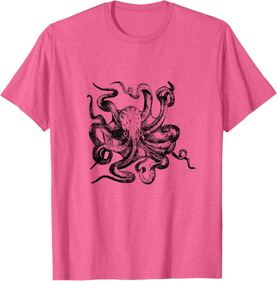 Cool Octopus T Shirt T-Shirt - Pink Heather
