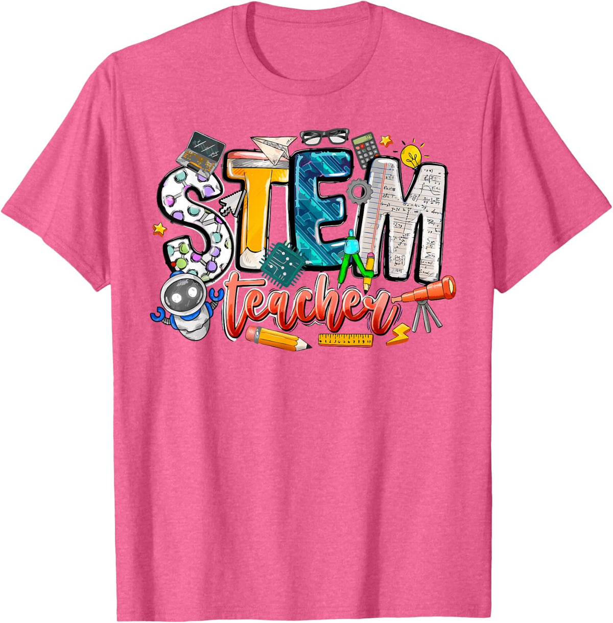 STEM Teacher Science Appreciation Women Funny Back to School T-Shirt - Pink Heather